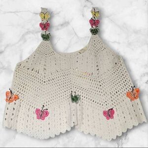 Rebellion Again Size Large Butteryfly Crocheted Tank